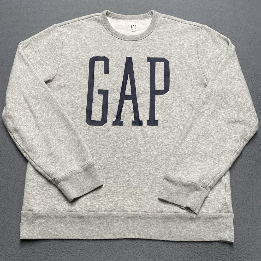 Gap Logo Sweatshirt‎ Mens Medium Gray Fleece Crewneck Pullover Casual Comfort